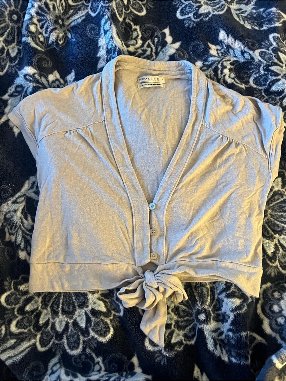 Urban Outfitters Beige Tie-Front V-Neck Crop Top